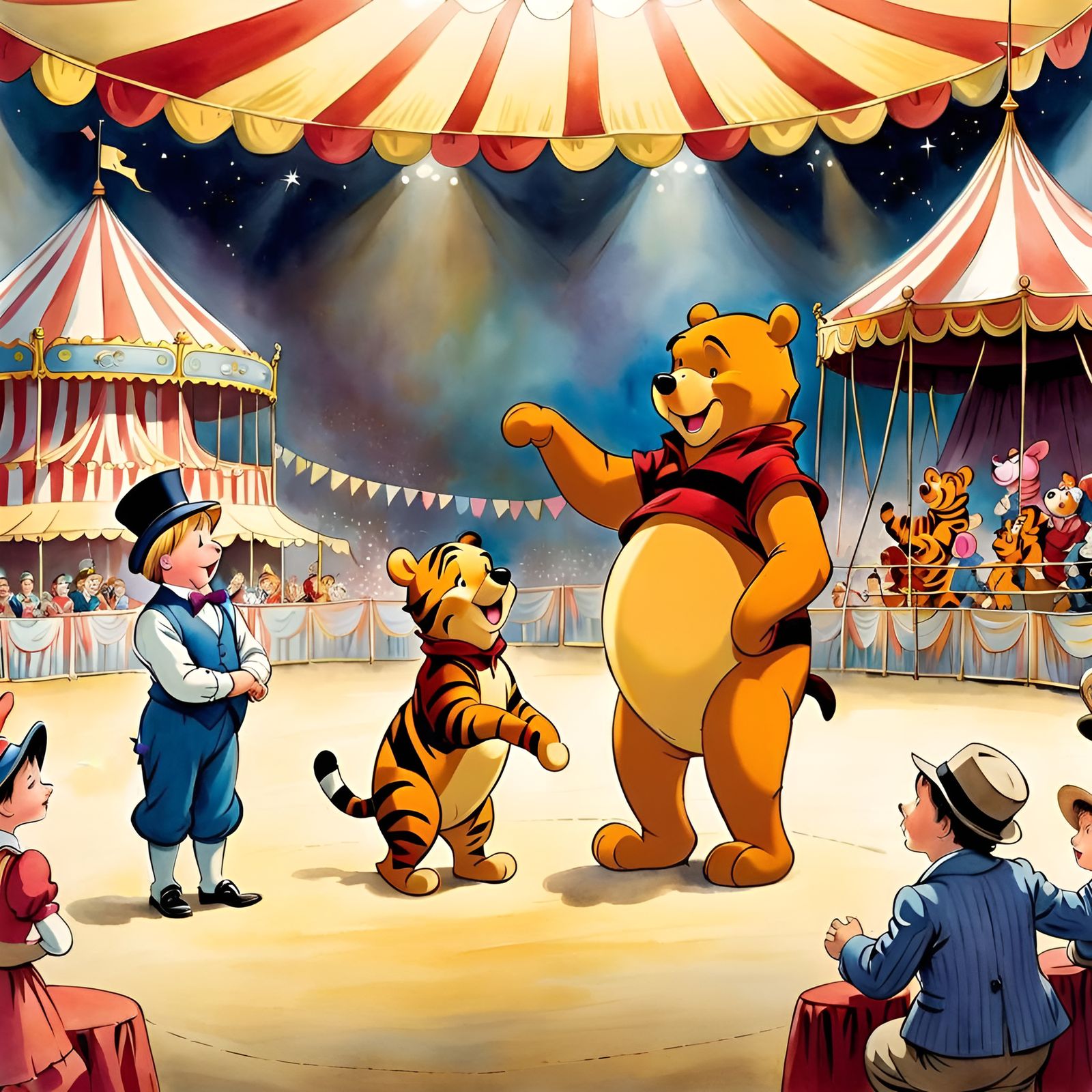 Winnie the Pooh, auditioning to be a lion tamer!