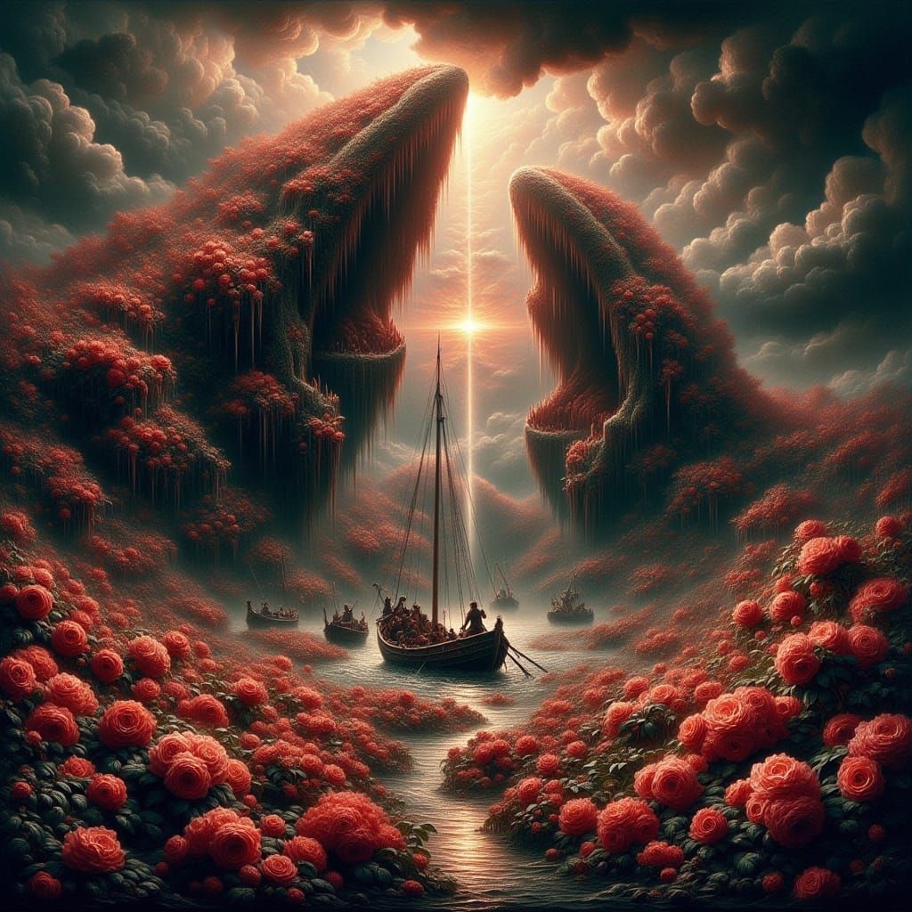 Epic Rose Garden Digital Matte Painting