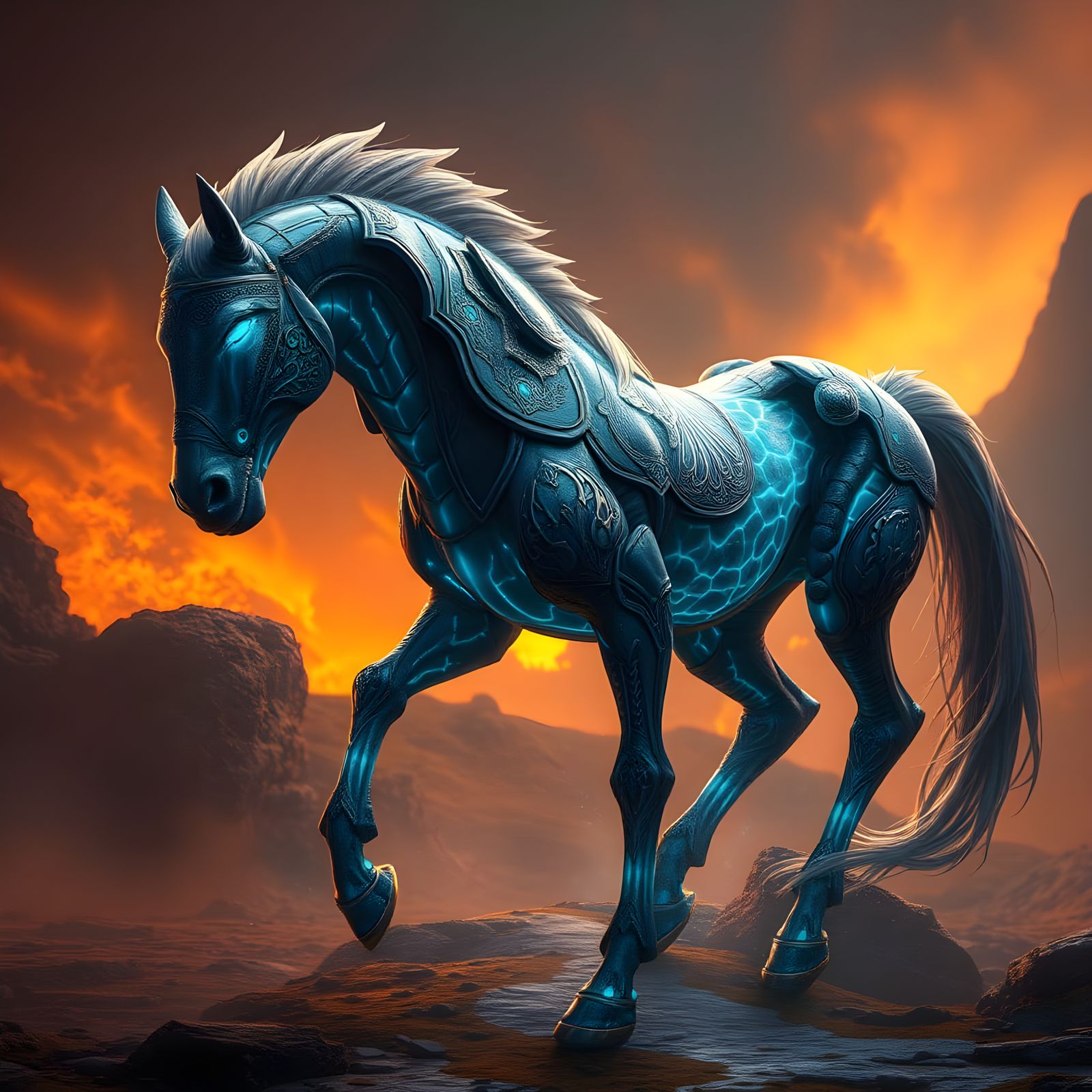 Fantasy Headless Horse Concept Art in Deep Color