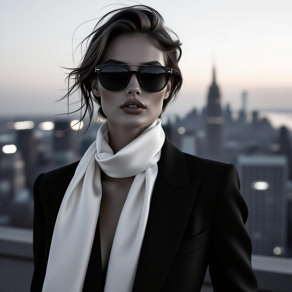 Fashion Model in Editorial Style Black and White