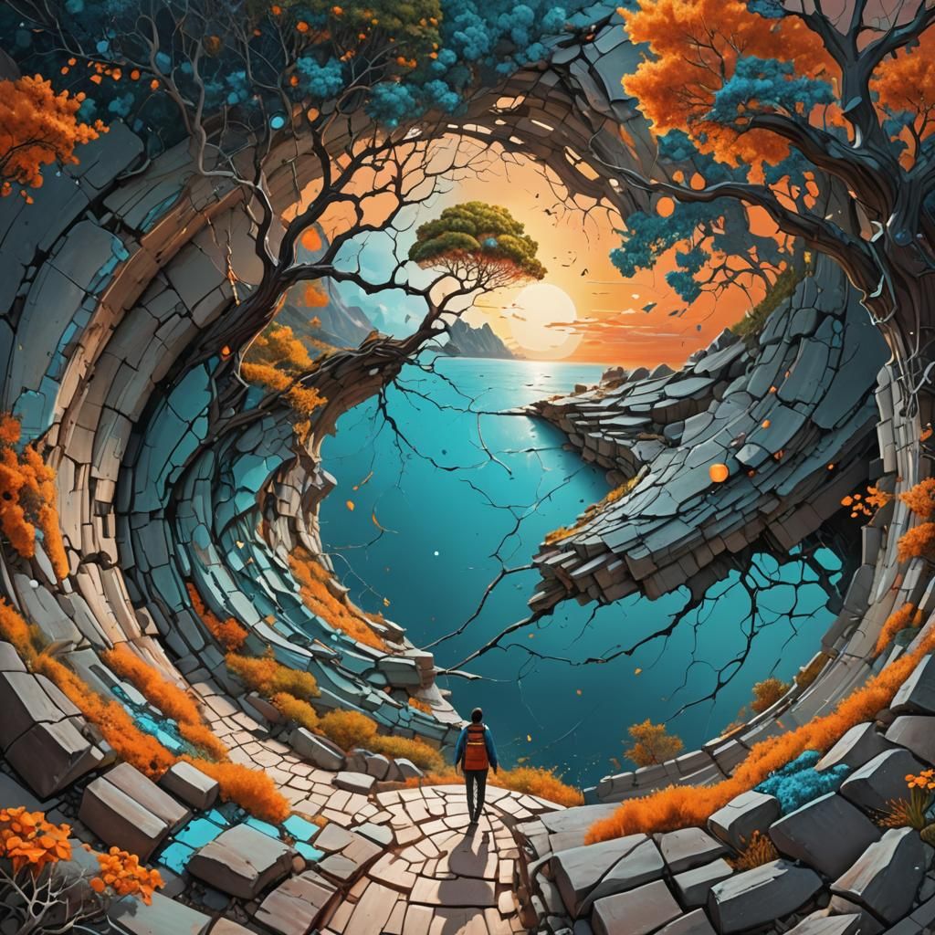 Surreal Landscape Art in Splash Art Style