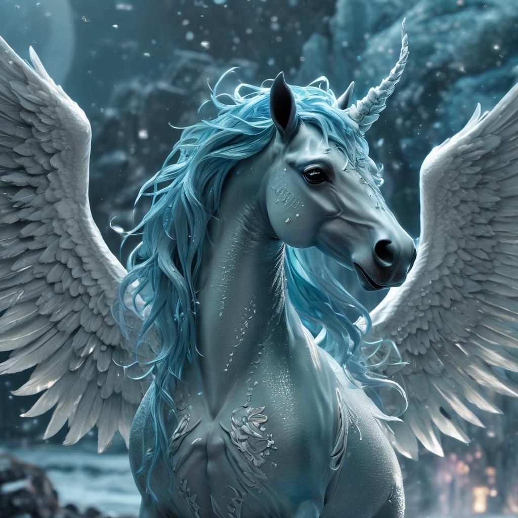 Mystical Horse Emerges from Water as 3D Render