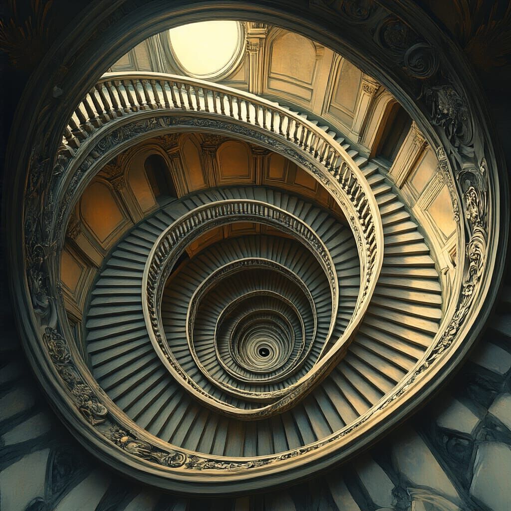 Escher-Inspired Staircase with Impossible Geometry