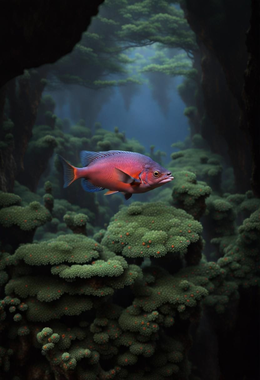 Hyperrealistic Fish in Japanese Style, Detailed 8K