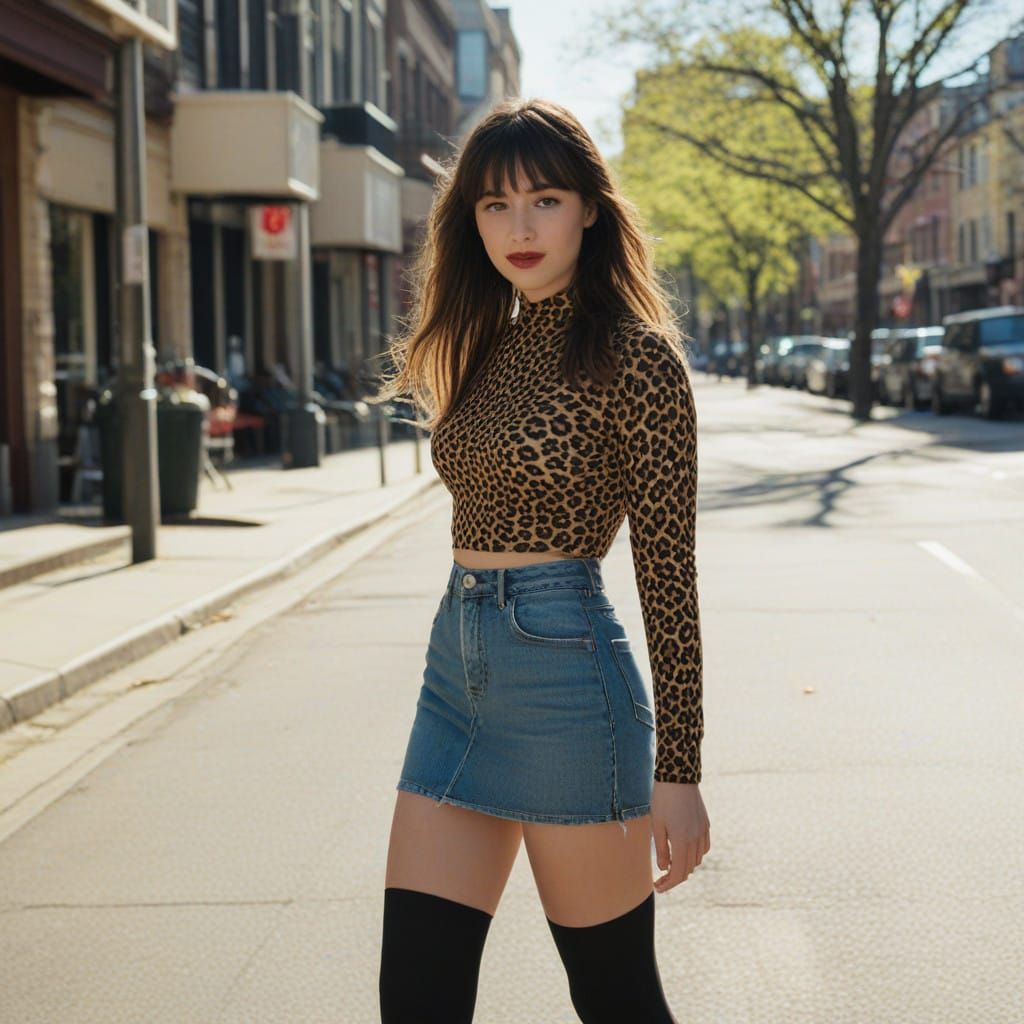 Confident Chubby Teen Girl in Spring Chic Outfit