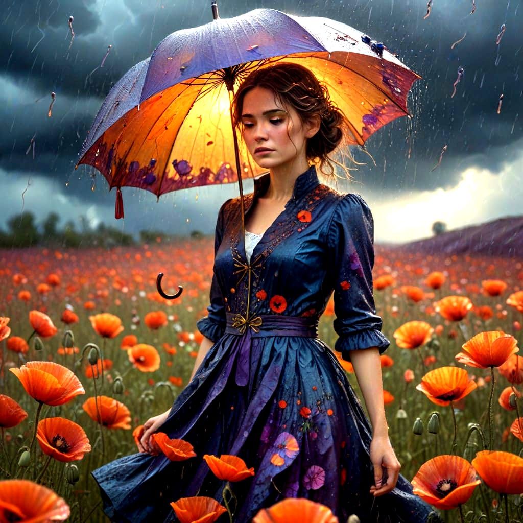 Thunderstorm in a Poppy Field