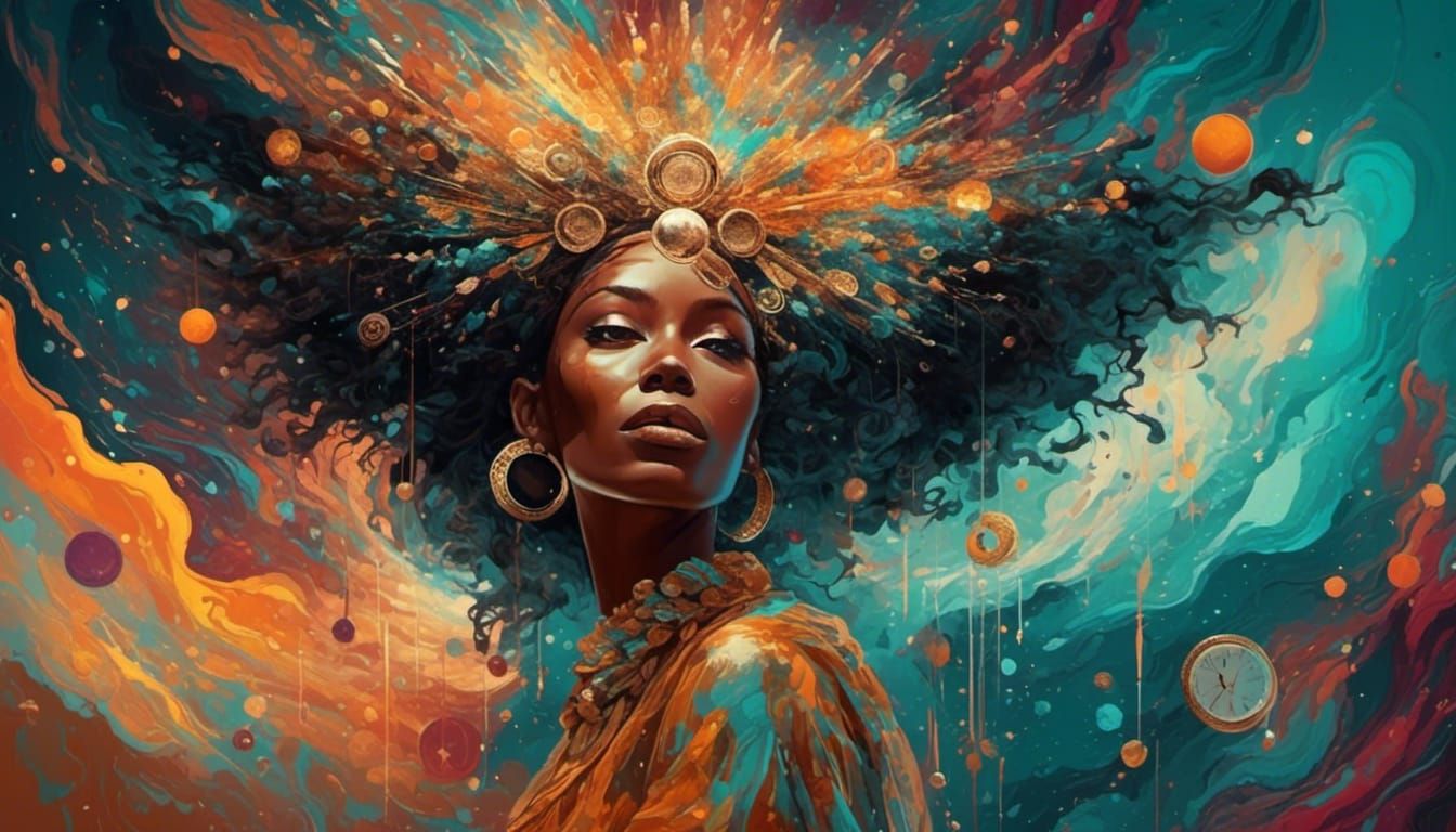 Boho Woman in Surreal Cosmic Digital Art