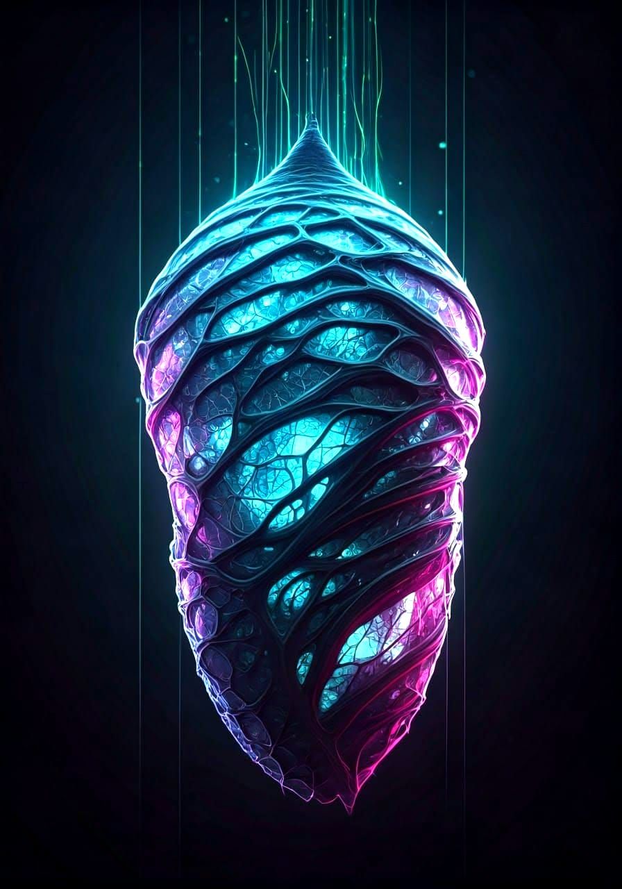 Glowing Cyberpunk Cocoon Radiates Electric Energy
