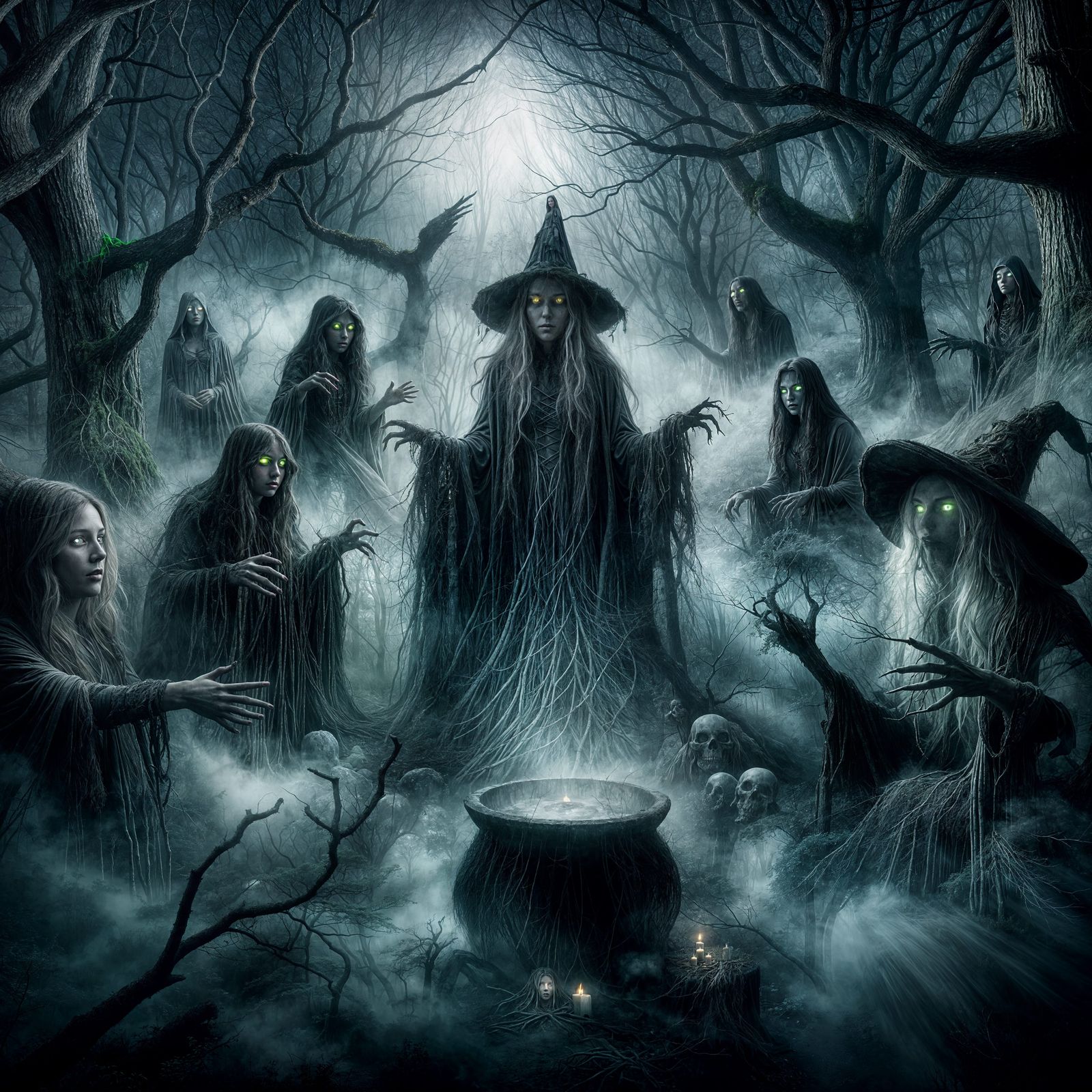 Spectral Apparitions Dance Above Foggy Forest in Ominous, Mo...