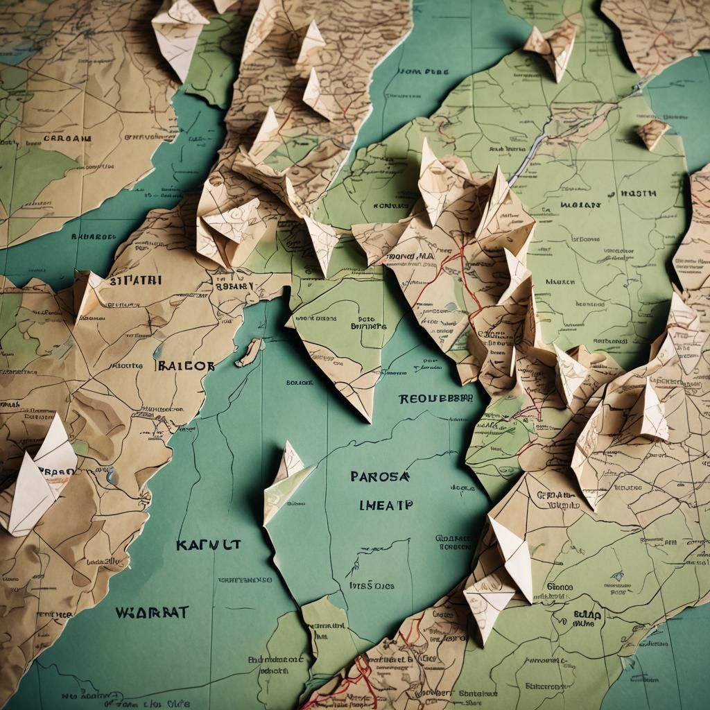 Origami Road Trip Map Papercraft in 8K