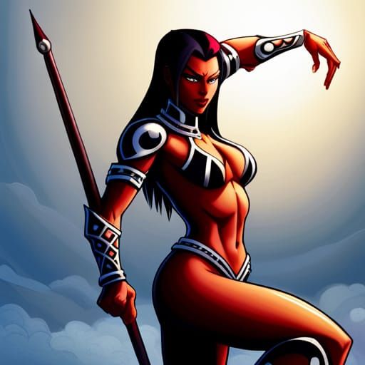 Muscular Zabrak Woman with Tribal Tattoos