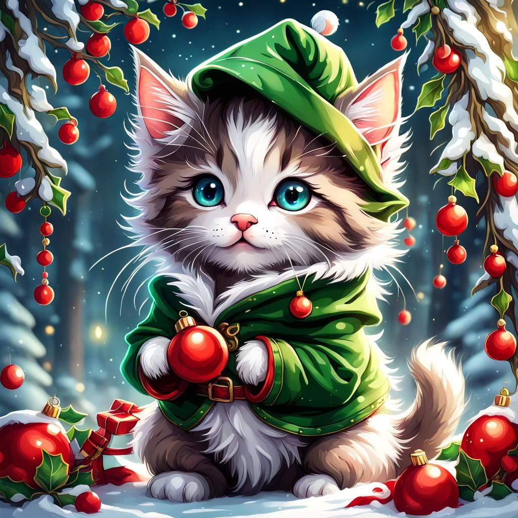 Santa's Elf Kitten