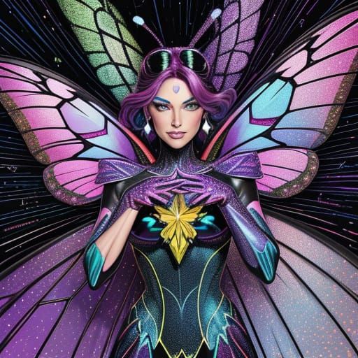 Vibrant Comic Book Butterflies in Iridescent Glory