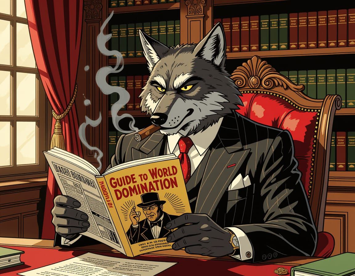 Big Bad Wolf Reads Guide to Domination, Classic Illustration