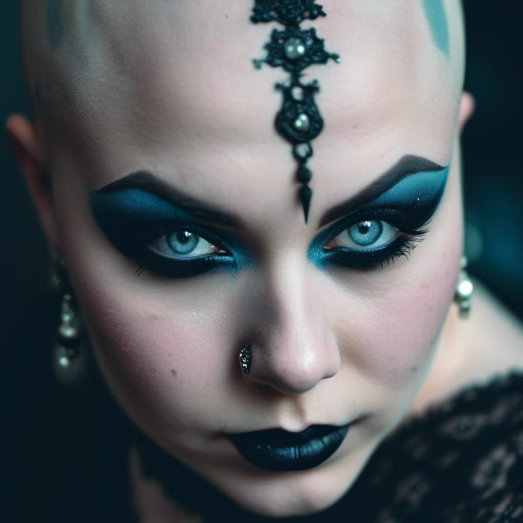 Gothic Portrait of Woman with Septum Piercing