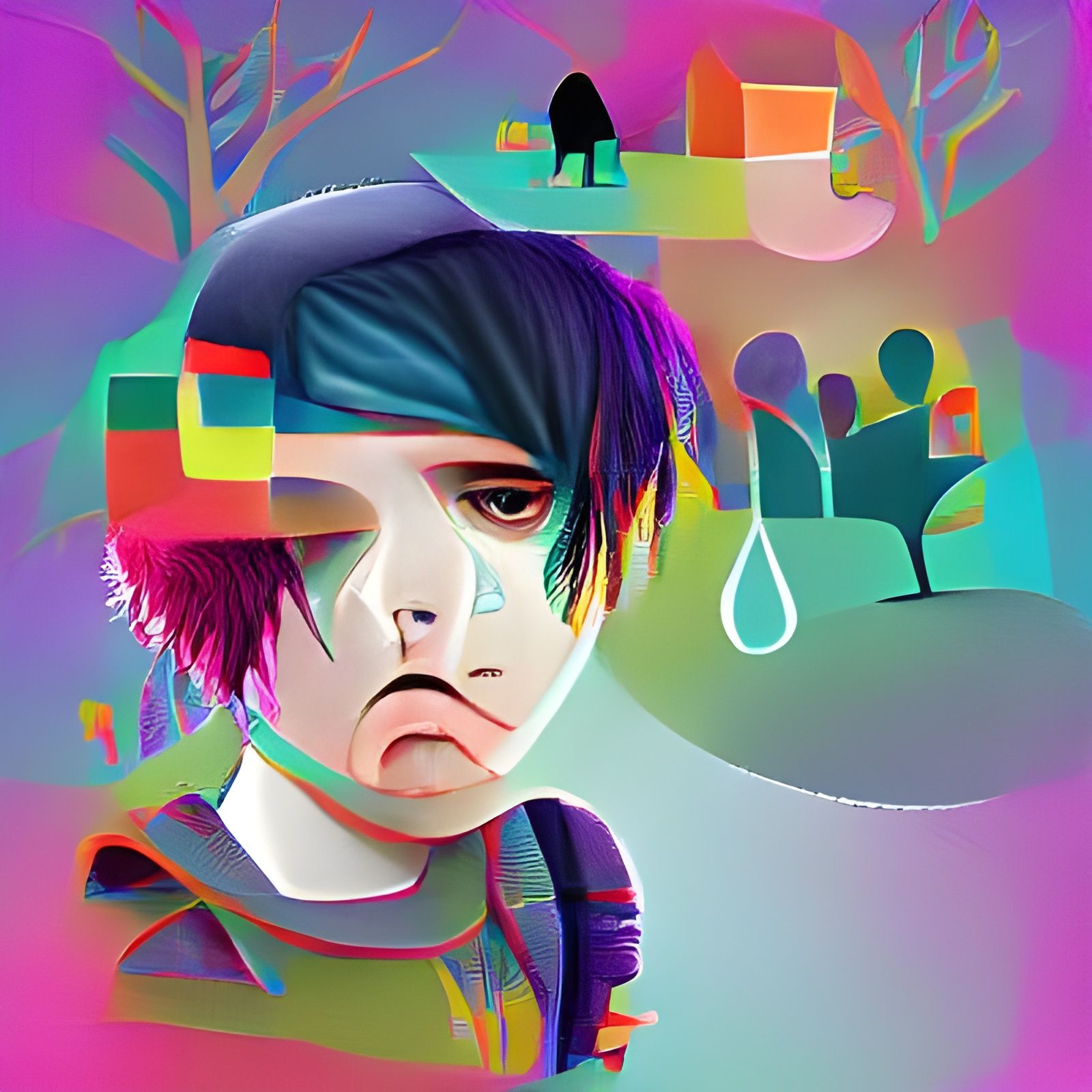 Colorful Digital Illustration of an Emo Kid