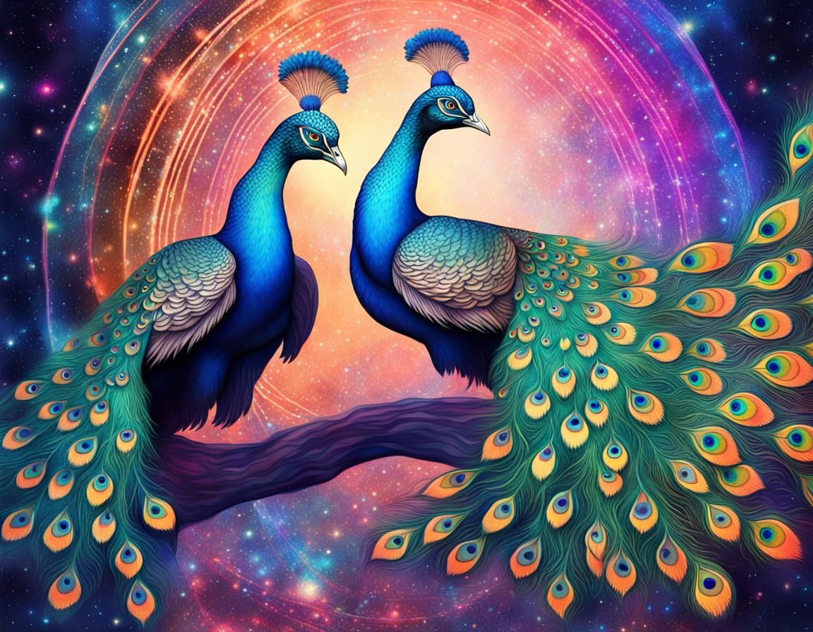 2 Whimsical Peacocks