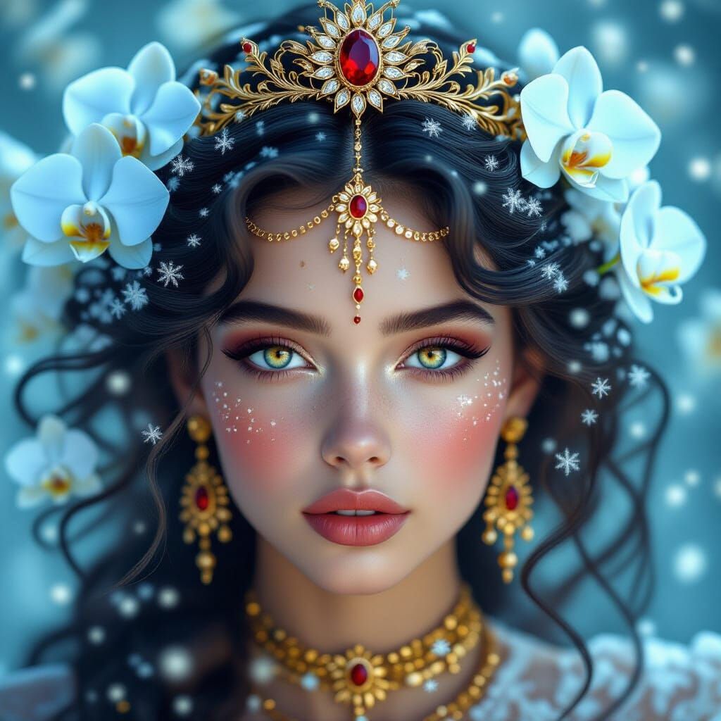 Surreal Portrait of a Woman with Amber Eyes