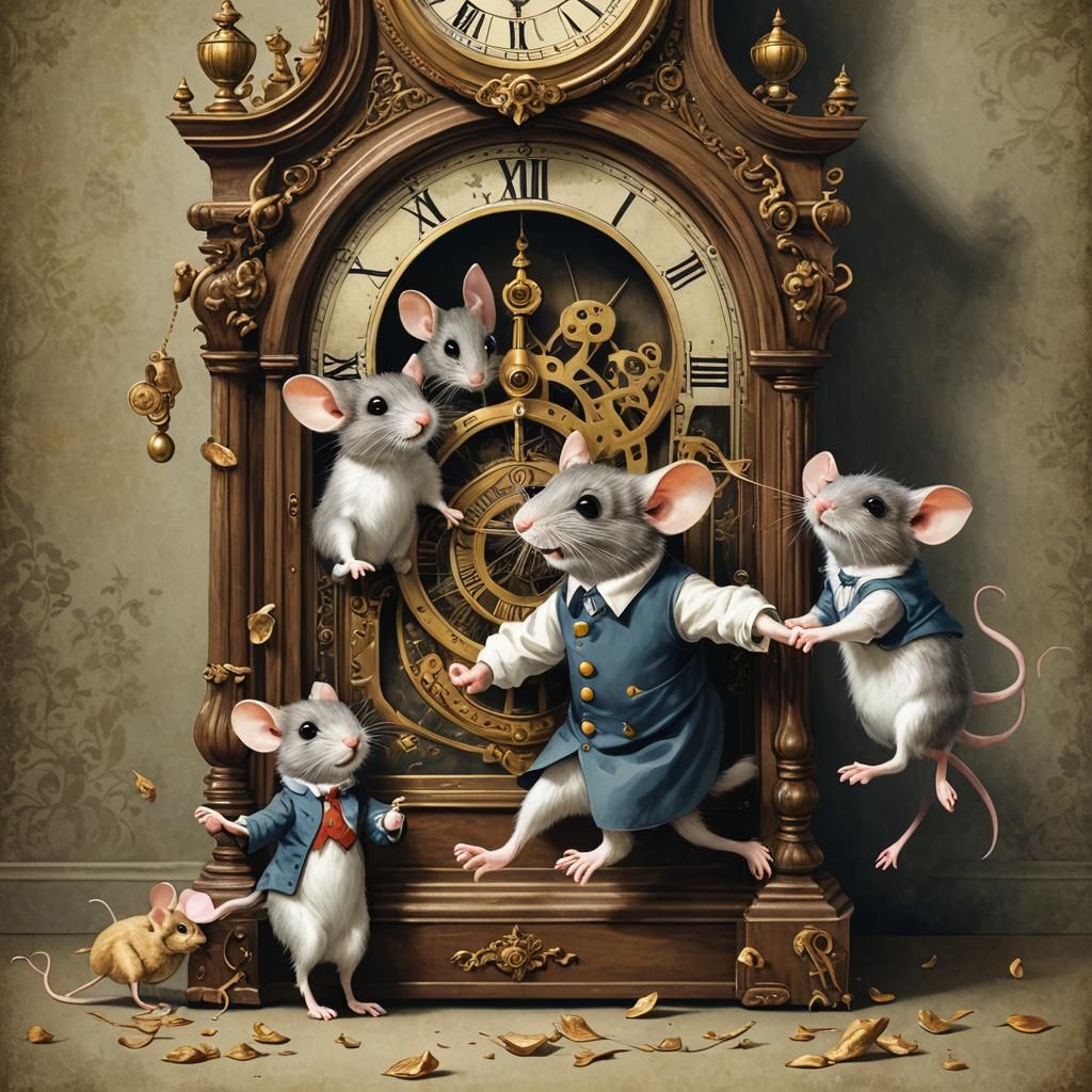 Three Blind Mice Climb Grandfather Clock
