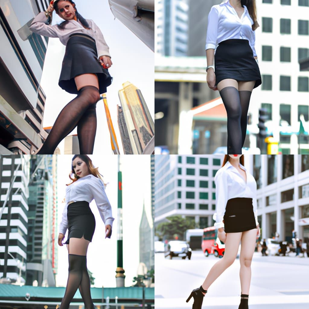 Giant Secretary Woman Walks Through City