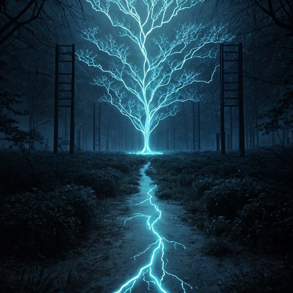 Ethereal Lichtenberg Tree in Cinematic Style