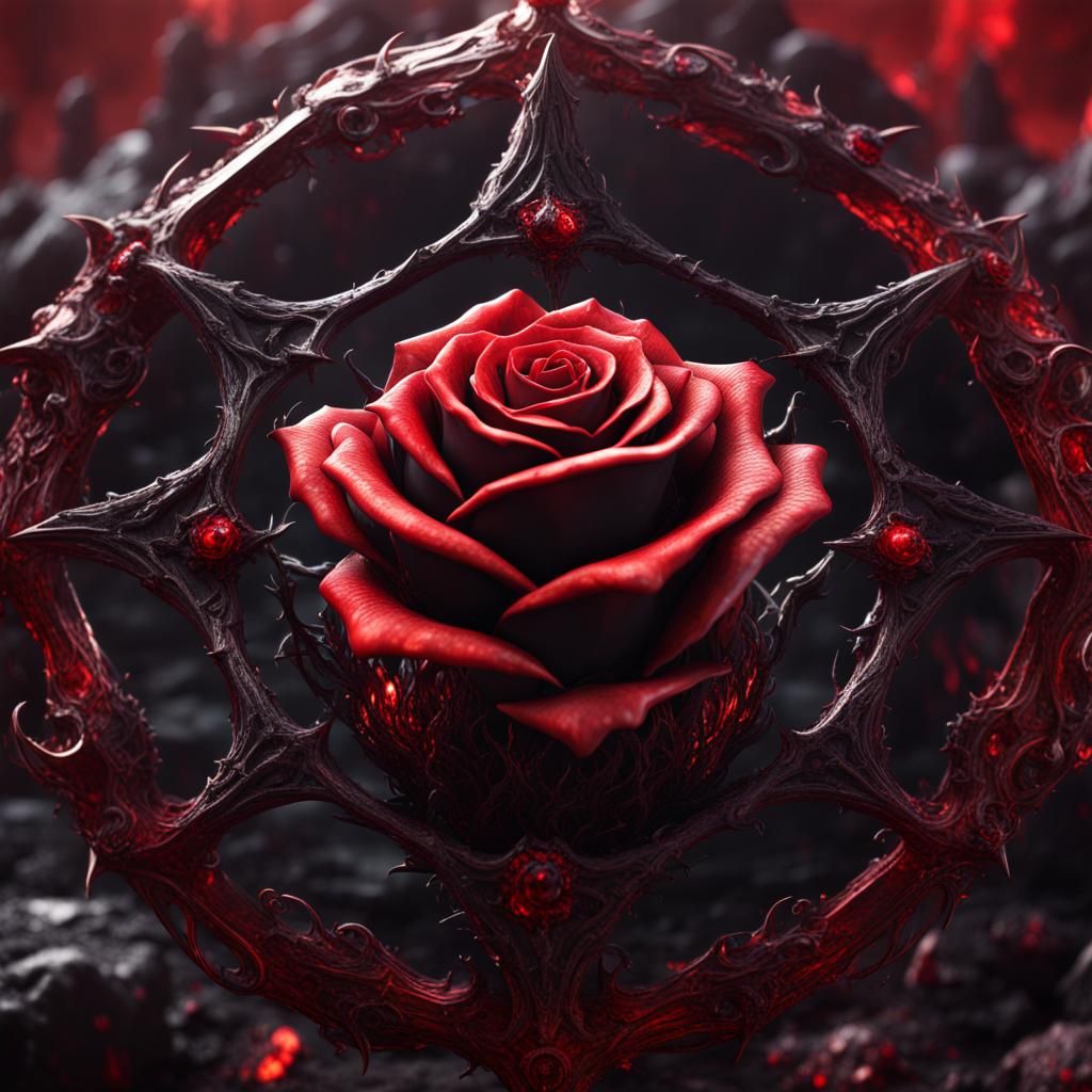 Eldritch Black Crystal Rose with Hell Universe
