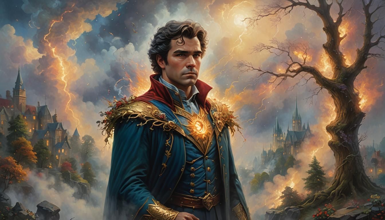 Firestorm Portrait in Magic Realism Style