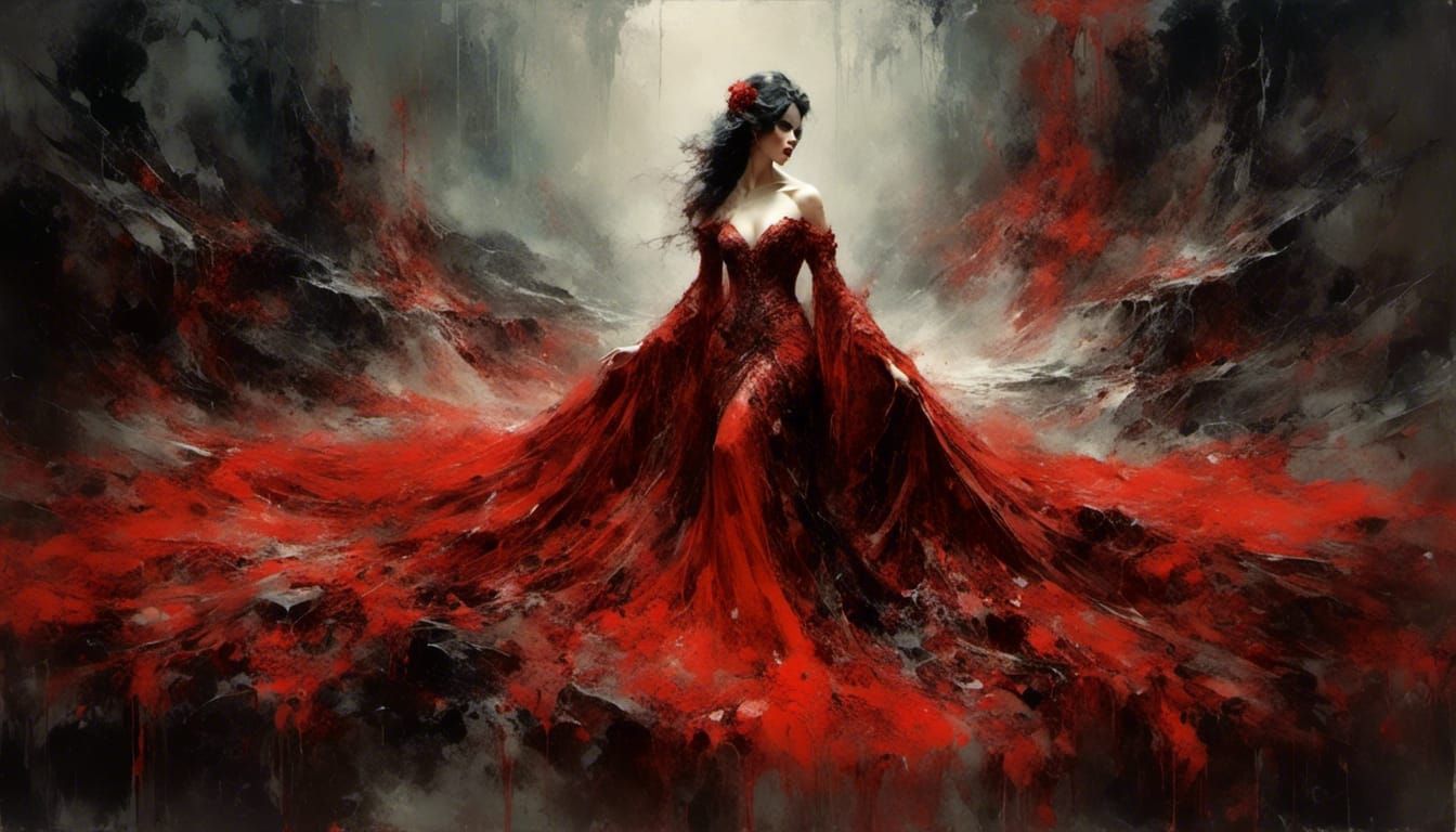 Dark Vampire Queen Portrait in Oil Painting Style