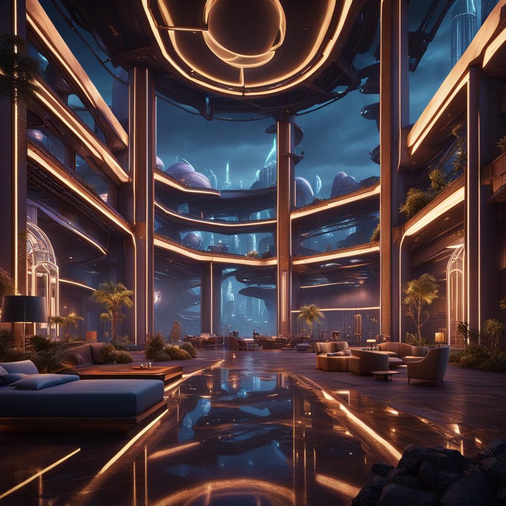 Fantastical Future Hotel Concept Art