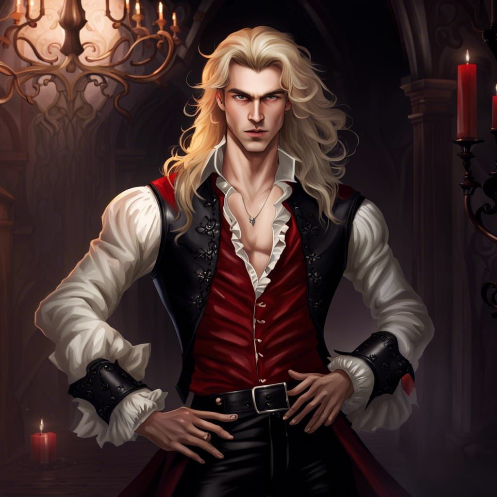 Victorian Vampire Prince with Ruffled Shirt, Hyperrealistic ...
