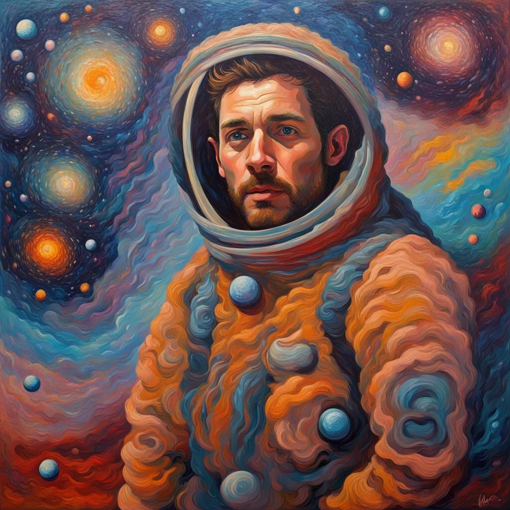 Cosmic Explorer Portrait in Expressionist Oil Painting
