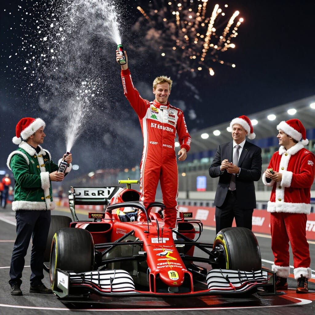 Formula 1 Driver Celebrates Christmas Victory in Ferrari