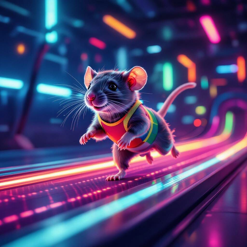 Fitness Mouse Running on Treadmill with Missing Thumb