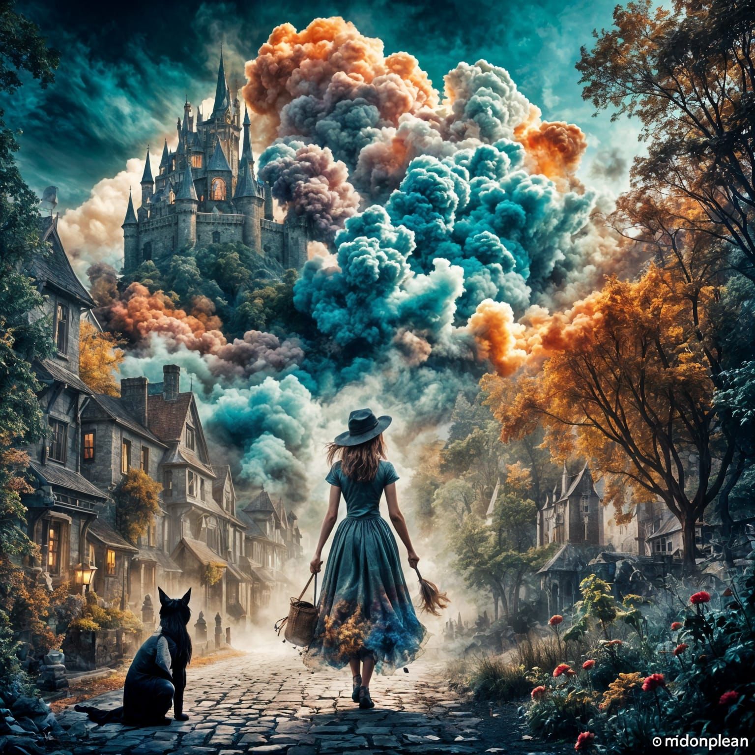 Magical Colorful Smoke Forming a Thick Mist