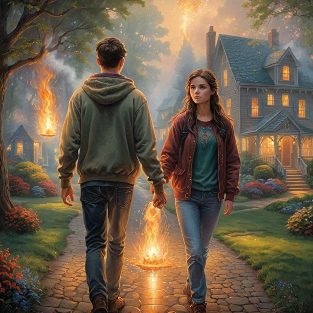 Ethereal Fantasy: Girl with Water, Boy with Fire