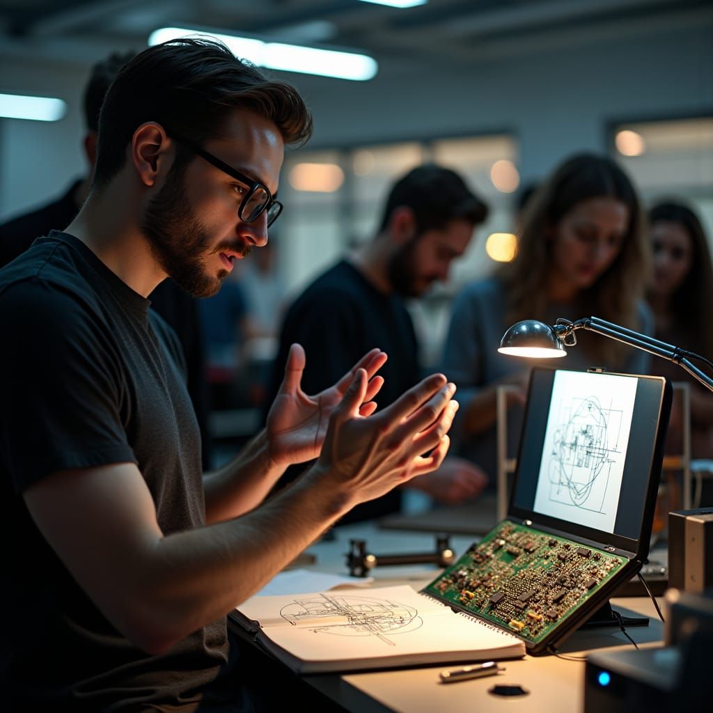 Maker Lab Innovation: Man Explains Prototype Design