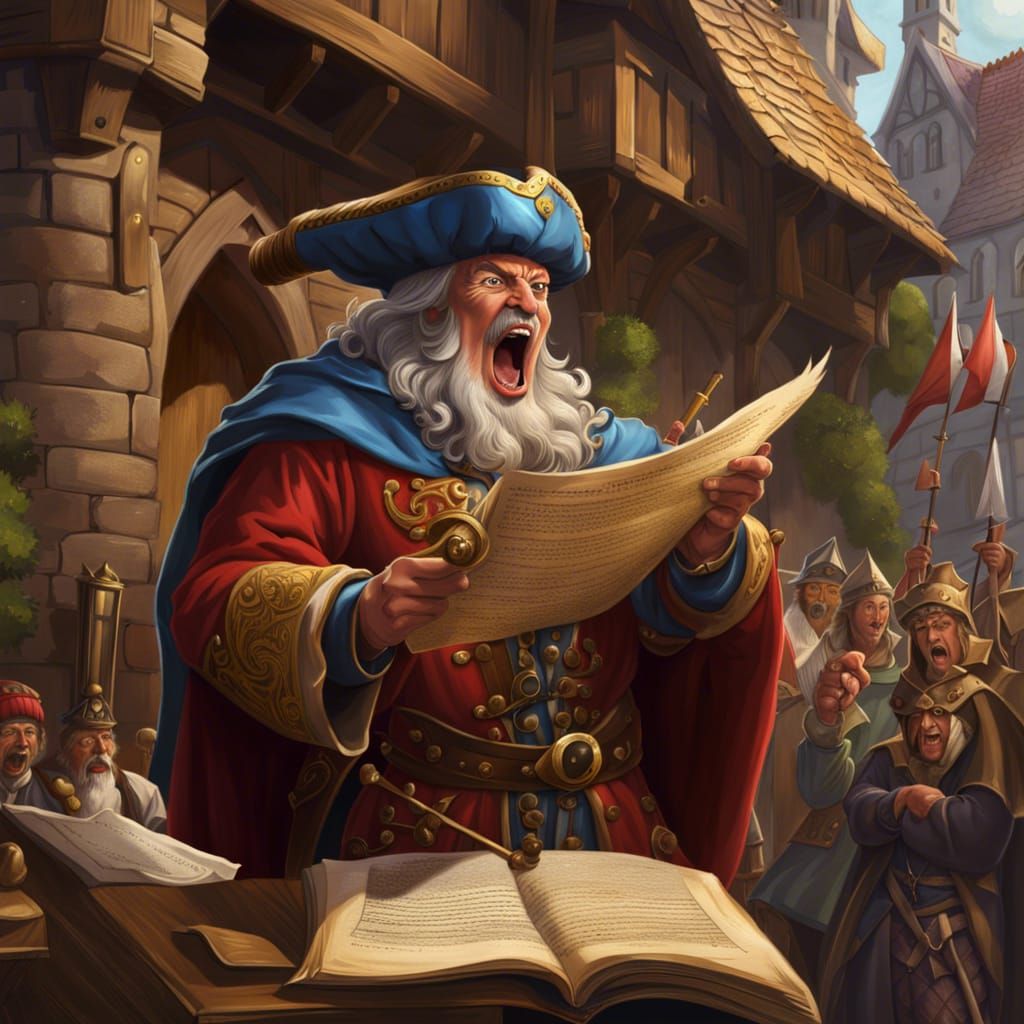 Medieval Town Crier: Hyper Detailed Digital Painting