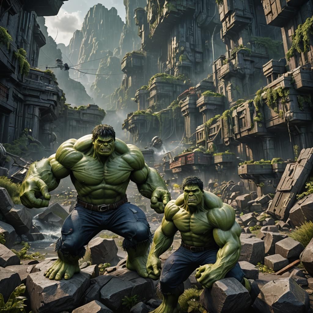 Detailed Matte Painting of the Hulk in 8K