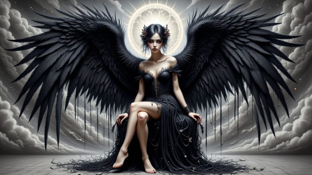 Gothic Angel of Death in Elegant Wings