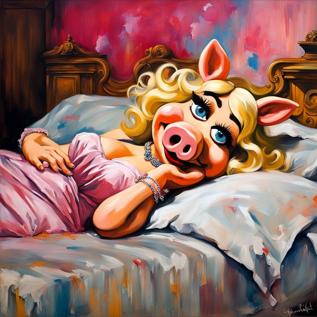 Miss Piggy as Olympia: Graffiti Street Art