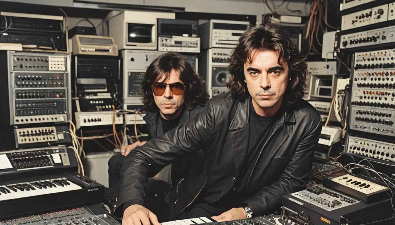 Young Musician with Synthesizers in Modern Style