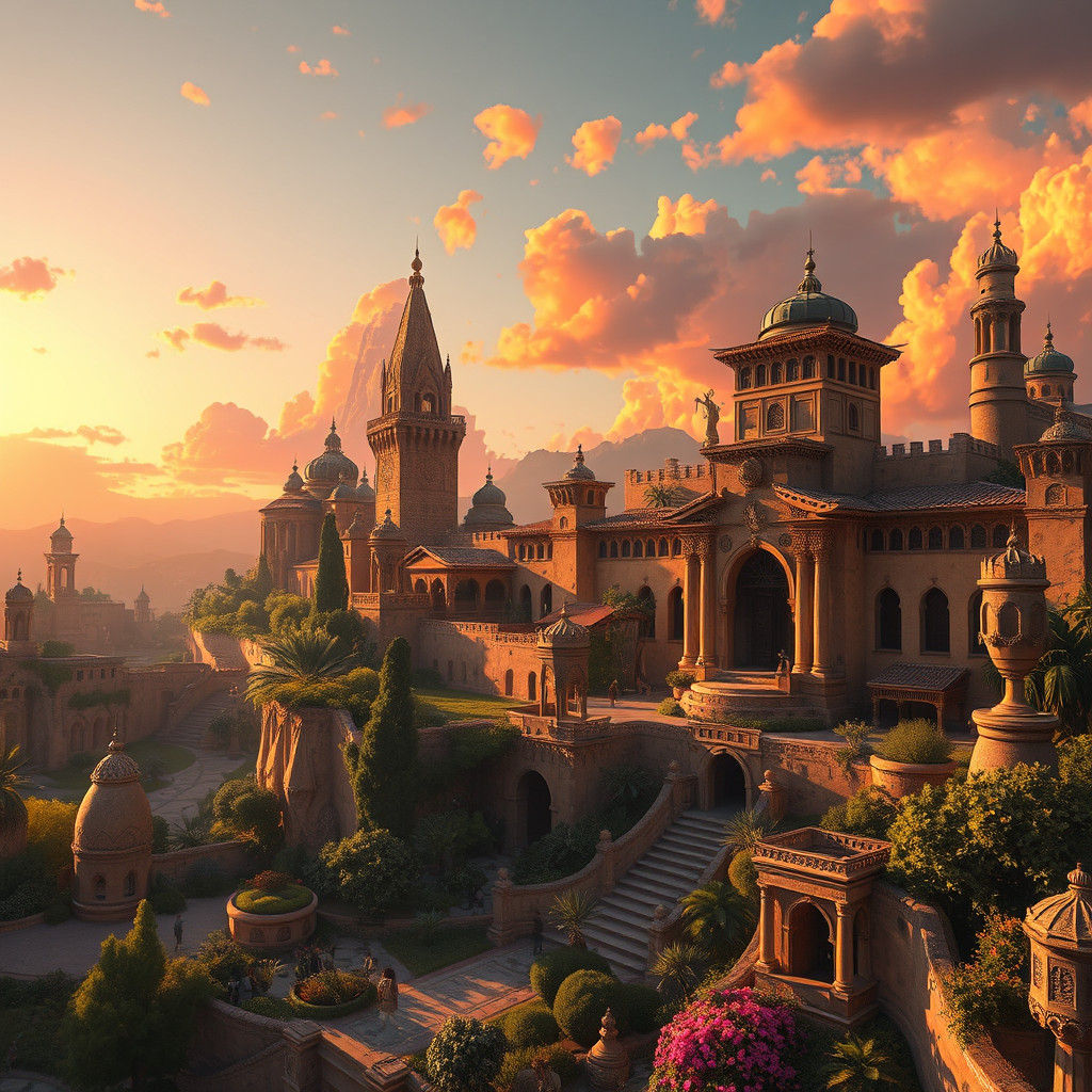 Mystical Spanish Landscape with Moorish Architecture