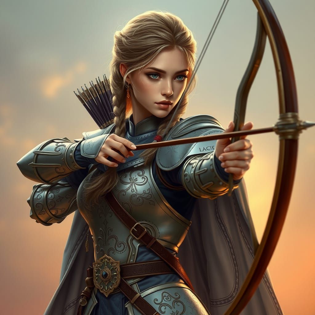 Regal Female Archer in Elegant Armor