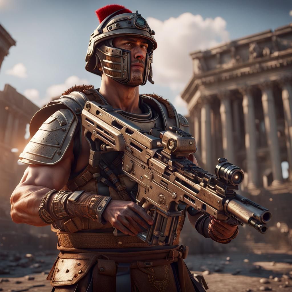 Modern Roman Centurion in Cinematic 3D Render
