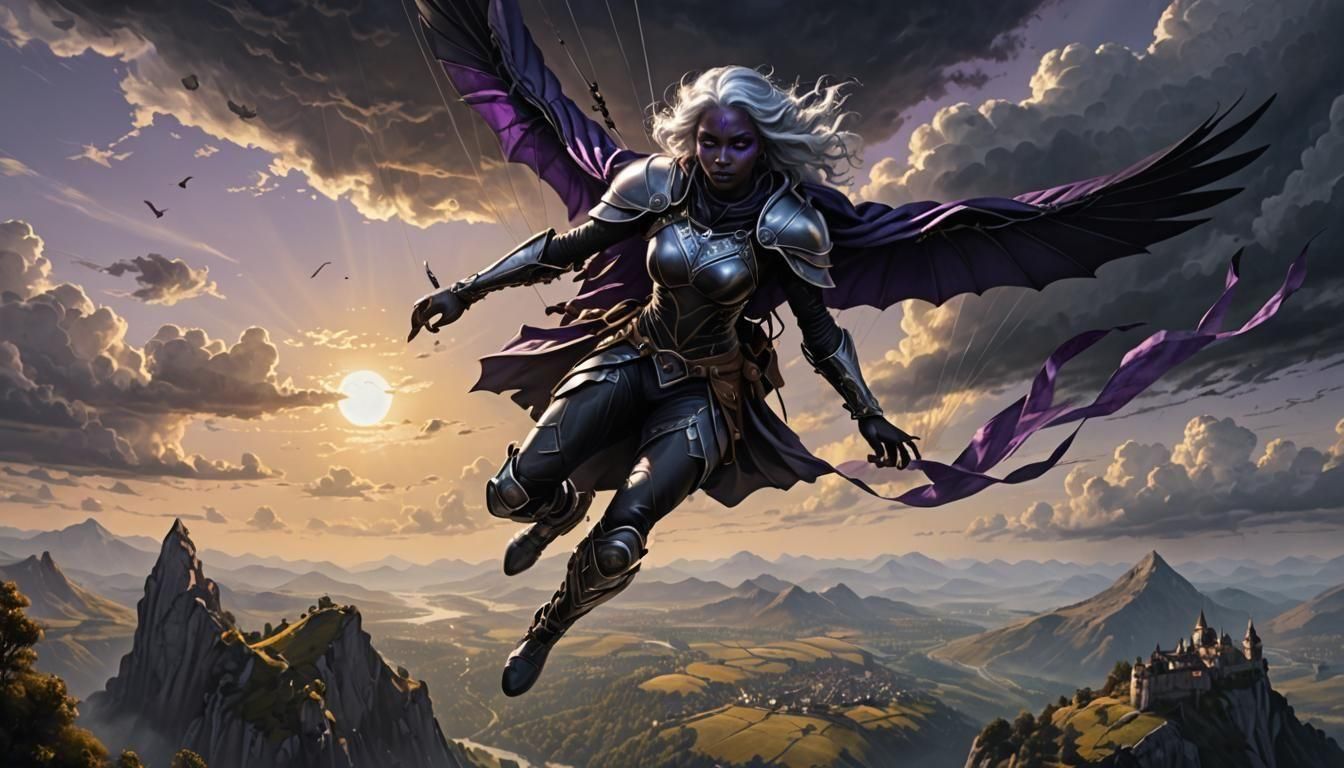 Drow Paragliding in Ancient Lands