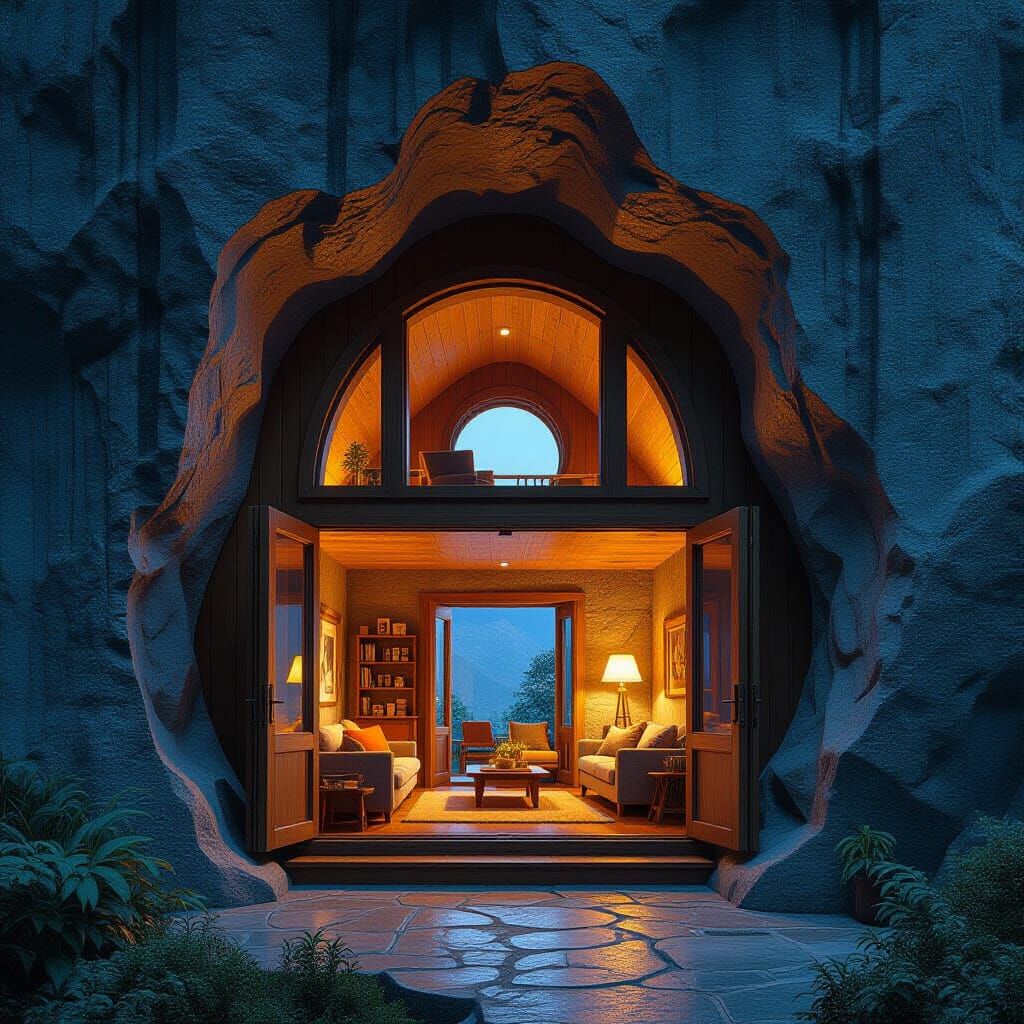 Mountain Home Carved Facade in 3D Rendering
