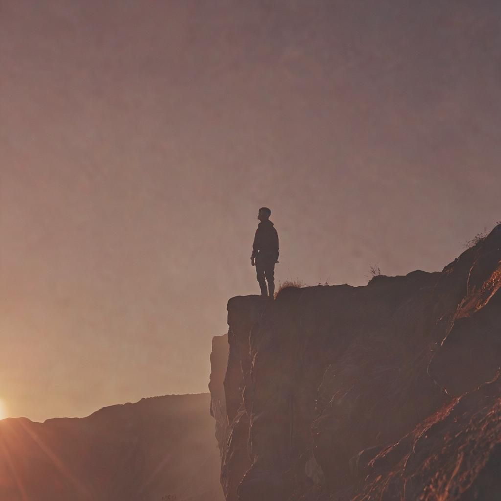 Dramatic Cliffside Silhouette at Sunset