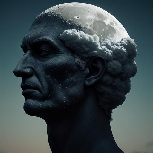 Hyperrealistic Moon Head with Intricate Details