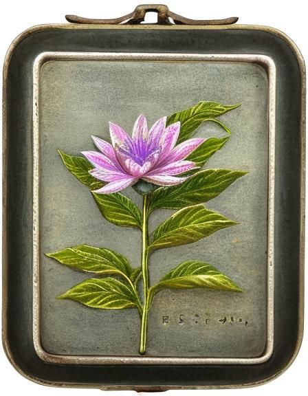Enamel Box with Silver Flower