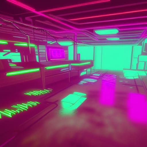 Glitched Monster in Neon Synthwave Dystopia